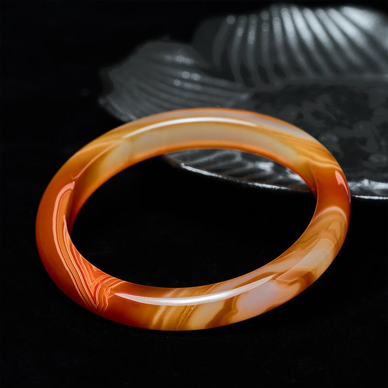 Pulsera brazalete de ágata roja con vetas de Buddha Stones - image 1