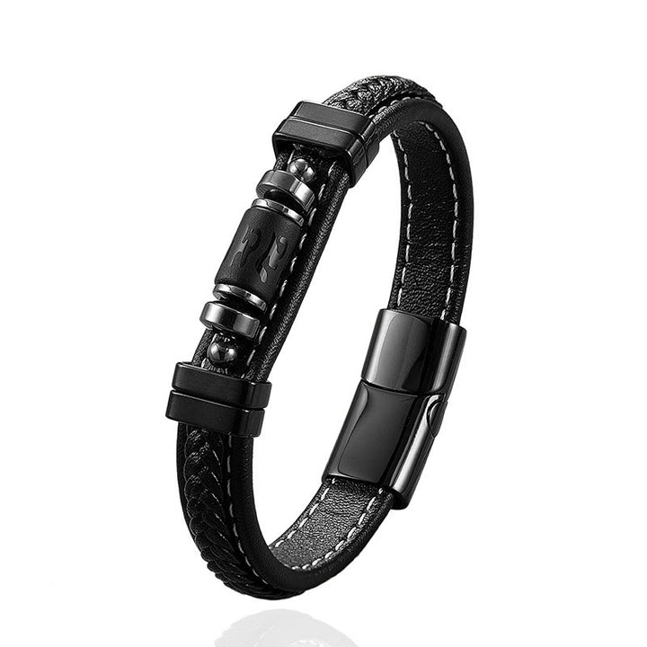 Pulsera de protección del equilibrio con Buddha Stones, Om Mani Padme Hum, símbolo de dragón, ónix negro, cuero, titanio y acero. - image 11