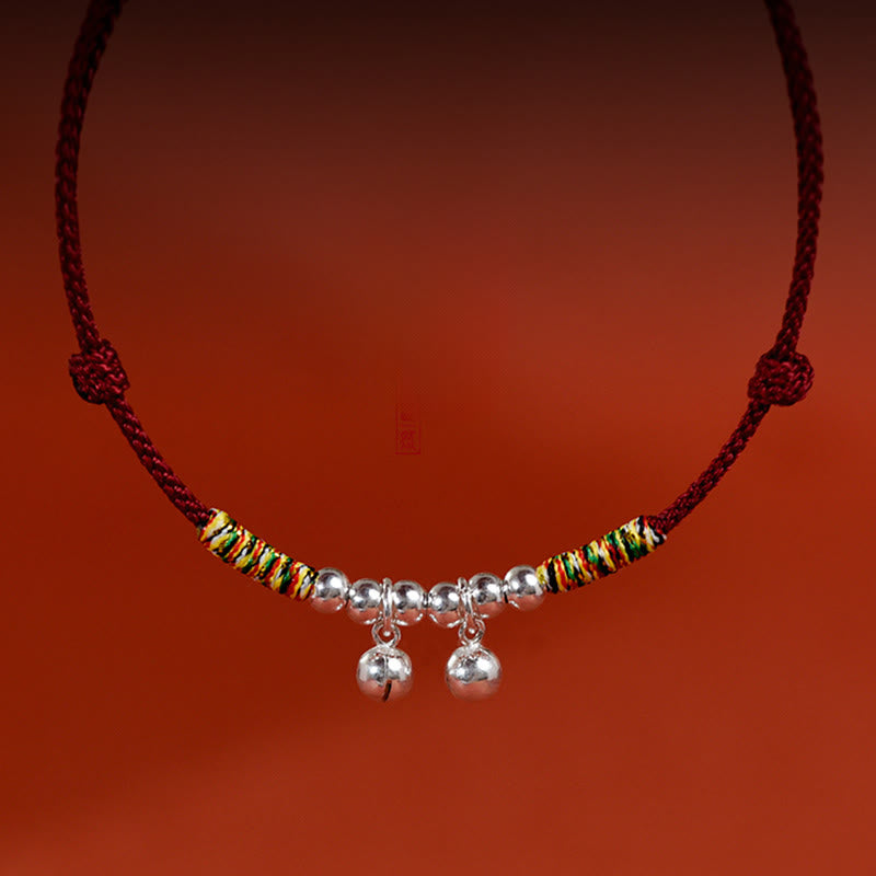 Collar ajustable con campana plateada y Buddha Stones, con cuerda roja y negra para gatos y perros pequeños. - image 3