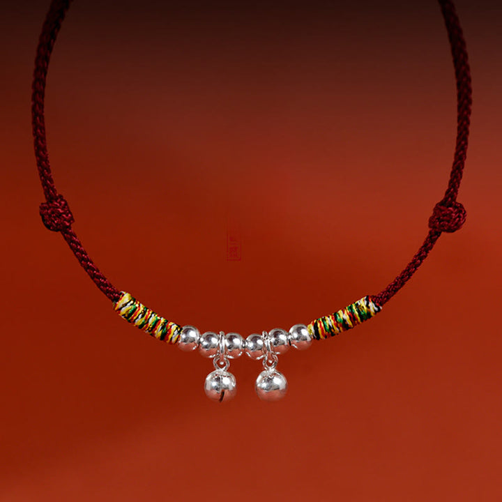 Collar ajustable con campana plateada y Buddha Stones, con cuerda roja y negra para gatos y perros pequeños. - image 3