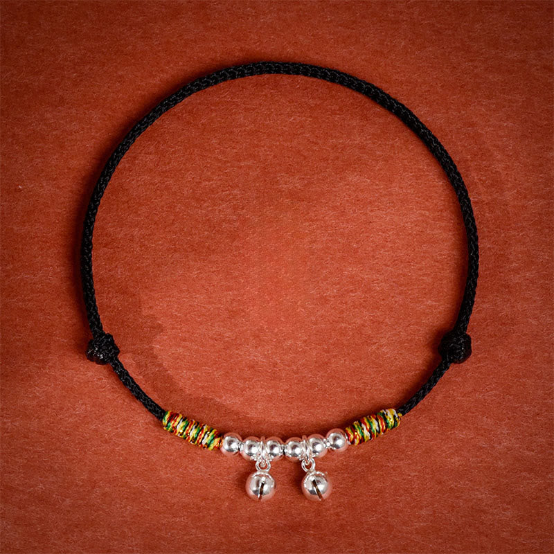 Collar ajustable con campana plateada y Buddha Stones, con cuerda roja y negra para gatos y perros pequeños. - Cuerda negra - 50-65 cm - image 11