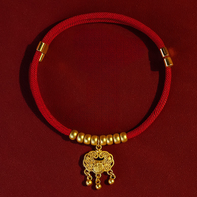 Collar ajustable con cuentas de hilo rojo de Buddha Stones para gatos y perros pequeños - Colgante con candado de longevidad - 25-50 cm - image 7