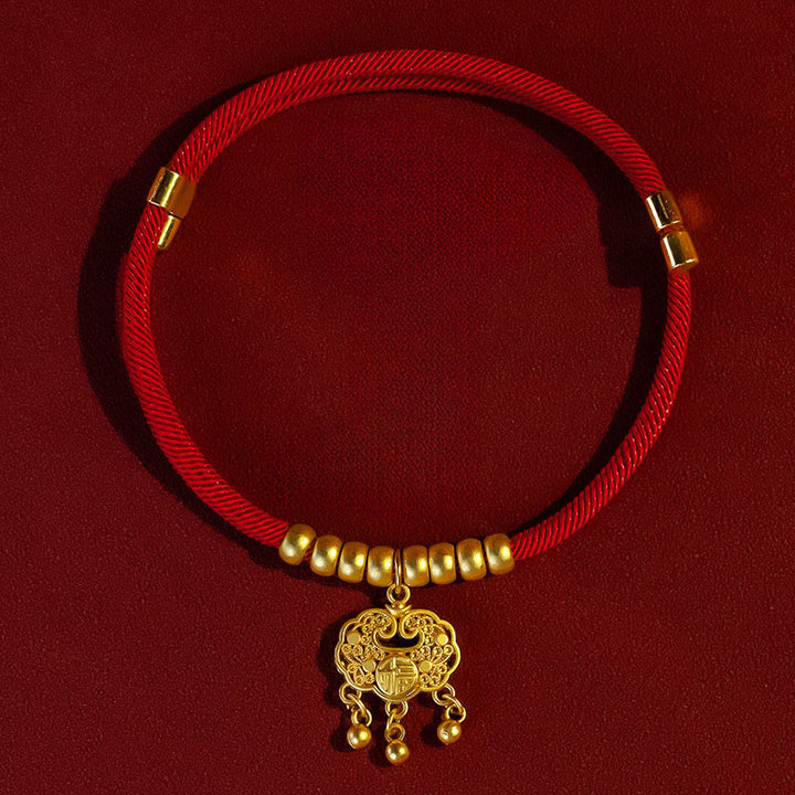 Collar ajustable con cuentas de hilo rojo de Buddha Stones para gatos y perros pequeños - Colgante con candado de longevidad - 25-50 cm - image 7