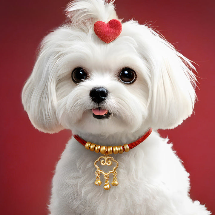 Collar ajustable con cuentas de hilo rojo de Buddha Stones para gatos y perros pequeños - image 10