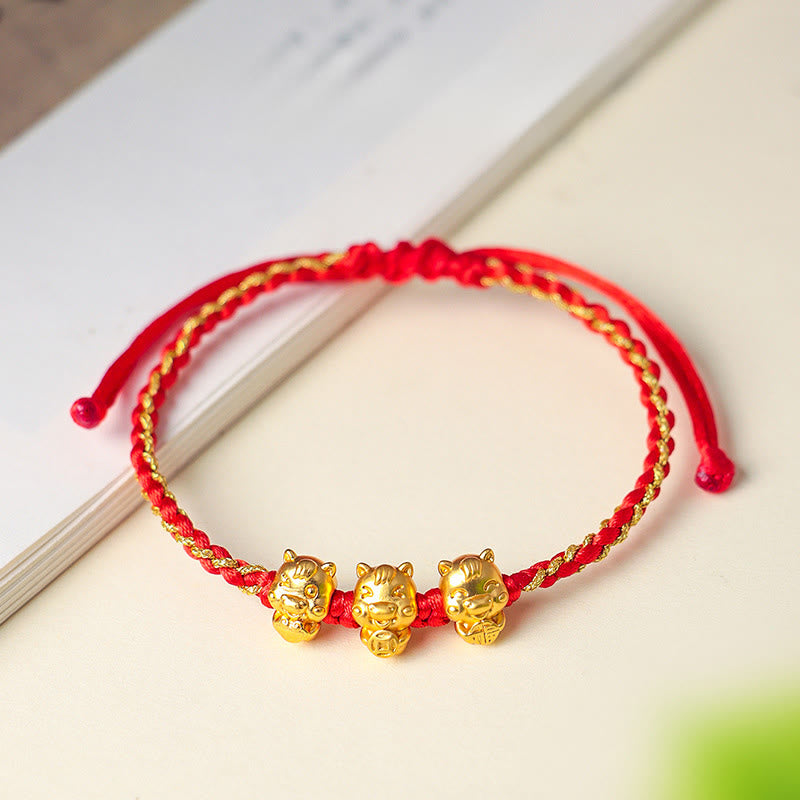 Pulsera de hilo rojo con el símbolo Fu de Buddha Stones en plata de ley 999, Año del Caballo y la Prosperidad - image 2