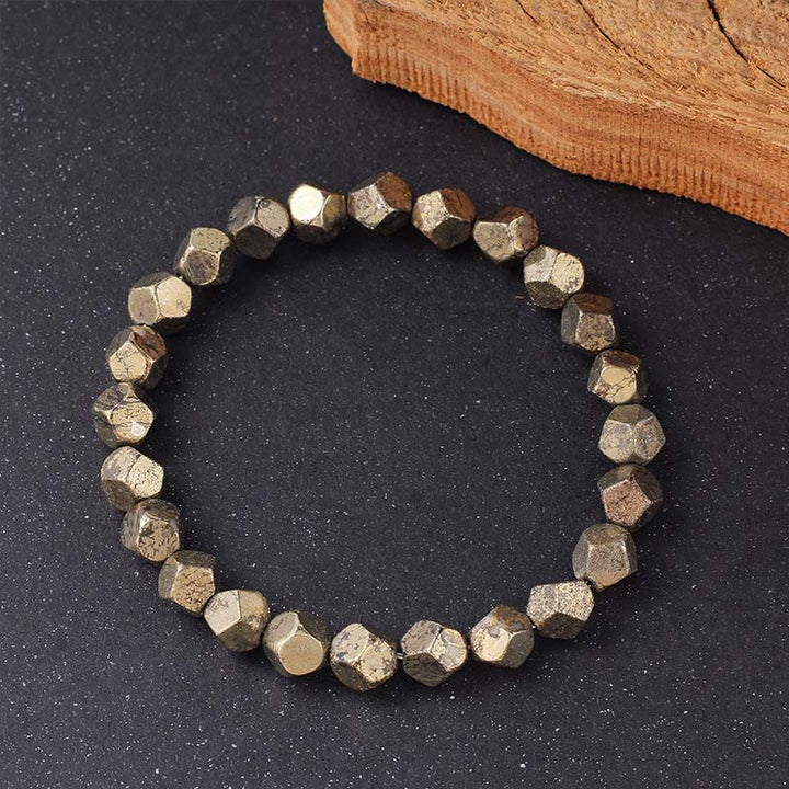 Pulsera de protección y confianza con cuentas irregulares de pirita y Buddha Stones - image 2
