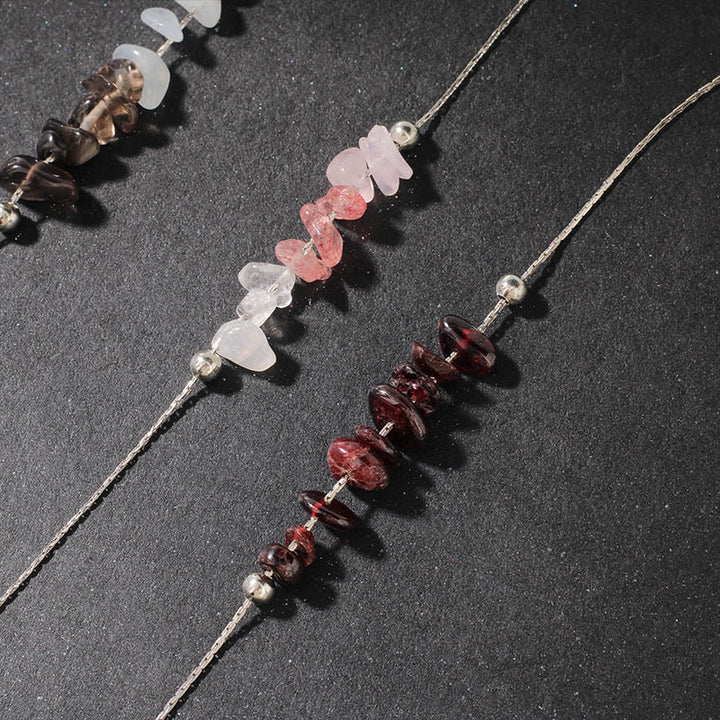 Collar con colgante de fuerza de cristal rosa, cuarzo fresa, granate, aguamarina y obsidiana negra de Buddha Stones - image 29