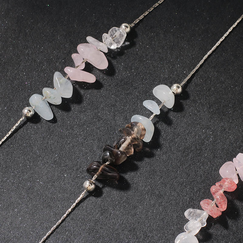Collar con colgante de fuerza de cristal rosa, cuarzo fresa, granate, aguamarina y obsidiana negra de Buddha Stones - image 28