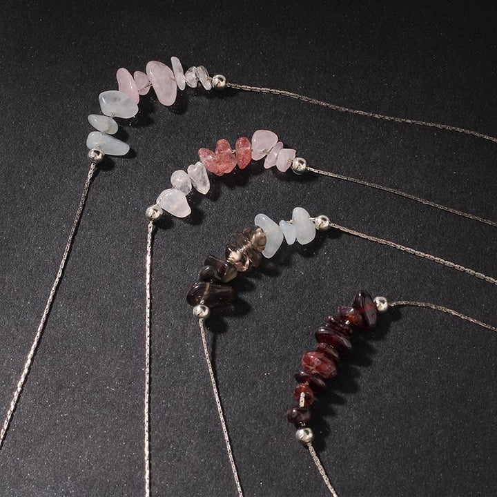 Collar con colgante de fuerza de cristal rosa, cuarzo fresa, granate, aguamarina y obsidiana negra de Buddha Stones - image 27