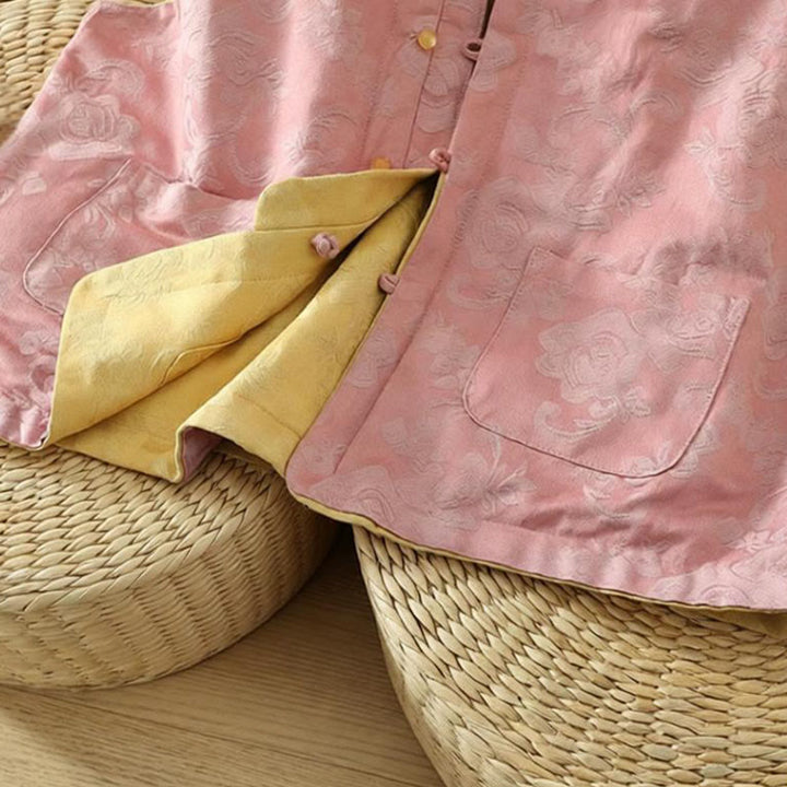 Chaleco sin mangas de algodón para mujer con estampado de flores y Buddha Stones y botones de rana - image 7