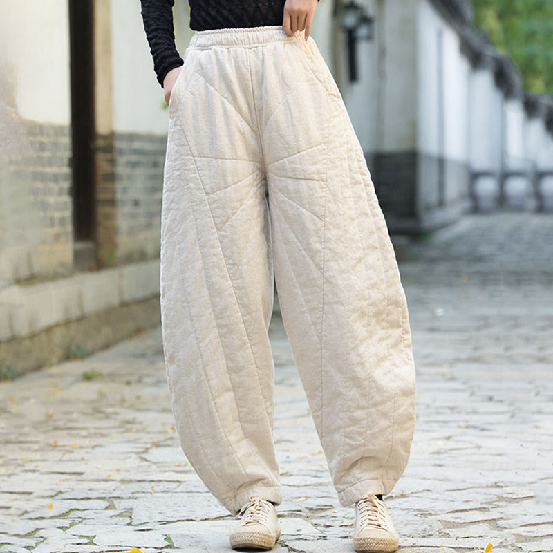 Pantalones de algodón gruesos Buddha Stones para mujer, tallas 7-8, con bolsillos - image 1
