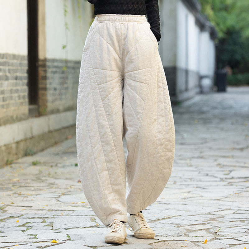 Pantalones de algodón gruesos Buddha Stones para mujer, tallas 7-8, con bolsillos - Blanco - US14, UK/AU18, EU46 (4XL) - image 0