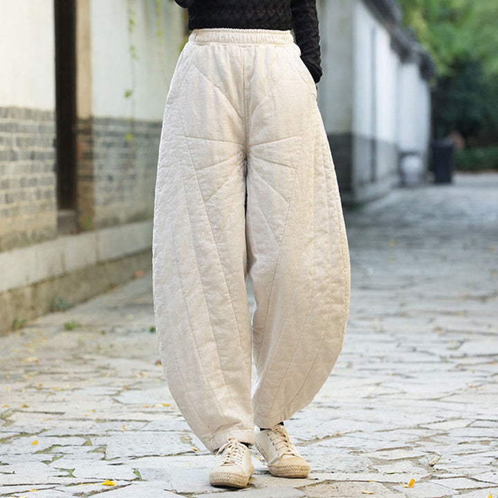 Pantalones de algodón gruesos Buddha Stones para mujer, tallas 7-8, con bolsillos - Blanco - US14, UK/AU18, EU46 (4XL) - image 0
