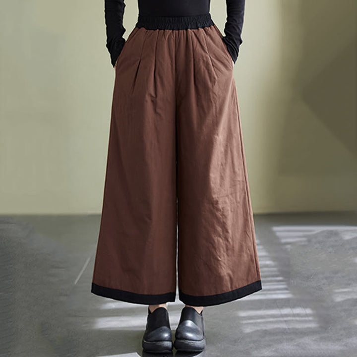 Pantalones casuales de pierna ancha con bolsillos para mujer de Buddha Stones - Chocolate - US8-10，UK/AU12-14，EU40-42 (2XL) - image 9