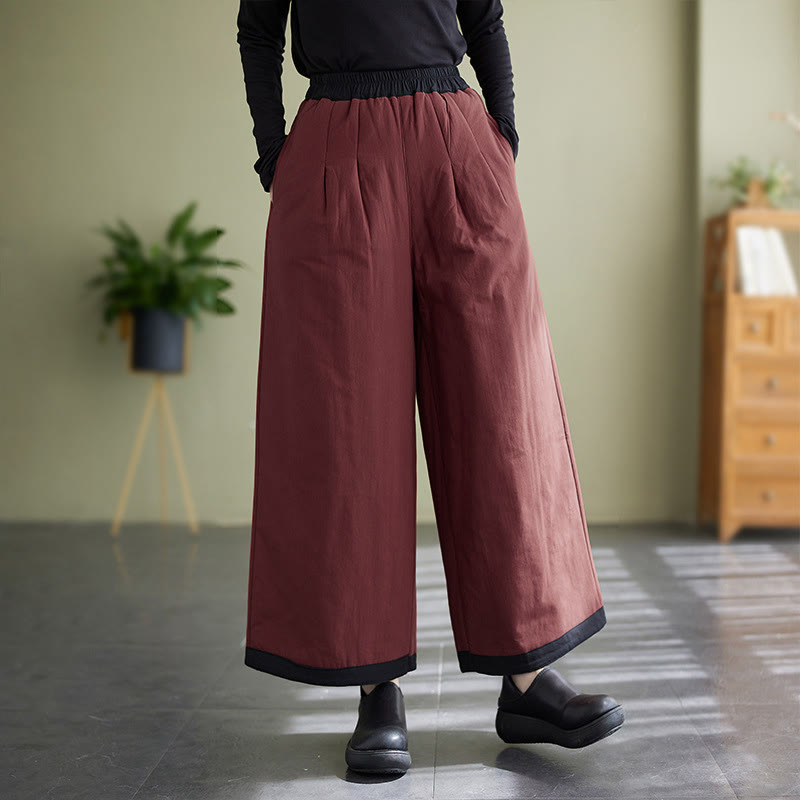 Pantalones casuales de pierna ancha con bolsillos para mujer de Buddha Stones - Rojo oscuro - US8-10，UK/AU12-14，EU40-42 (2XL) - image 15