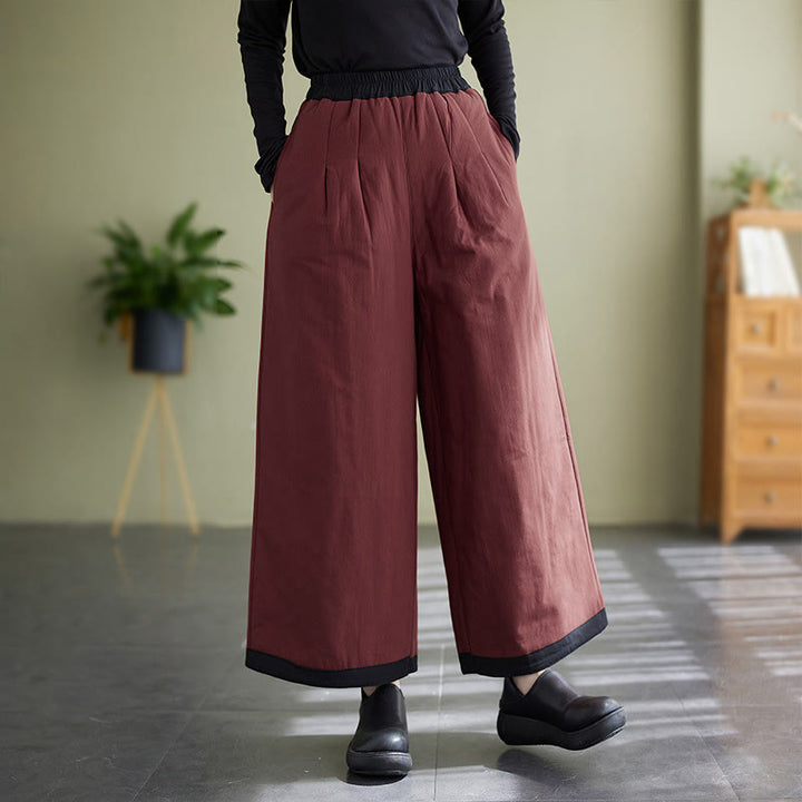 Pantalones casuales de pierna ancha con bolsillos para mujer de Buddha Stones - Rojo oscuro - US8-10，UK/AU12-14，EU40-42 (2XL) - image 15