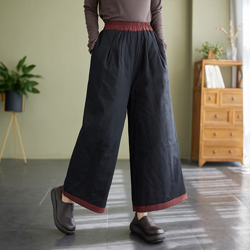 Pantalones casuales de pierna ancha con bolsillos para mujer de Buddha Stones - Negro - US8-10，UK/AU12-14，EU40-42 (2XL) - image 0
