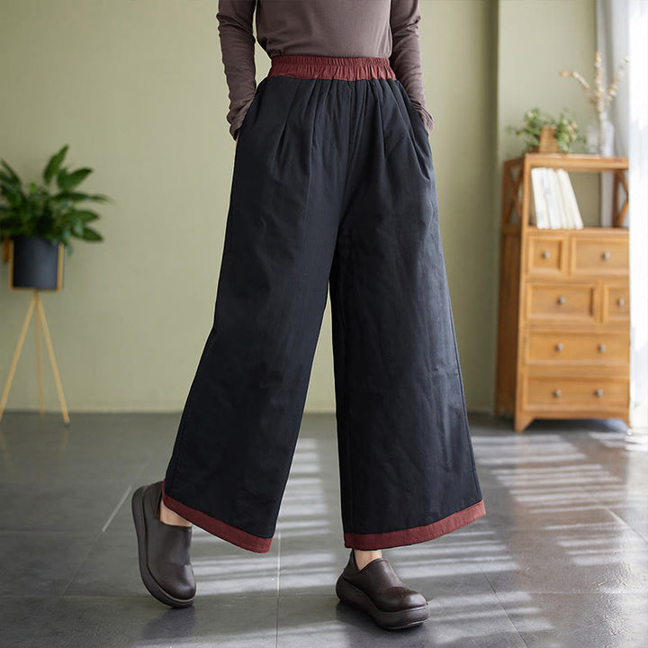 Pantalones casuales de pierna ancha con bolsillos para mujer de Buddha Stones - Negro - US8-10，UK/AU12-14，EU40-42 (2XL) - image 0
