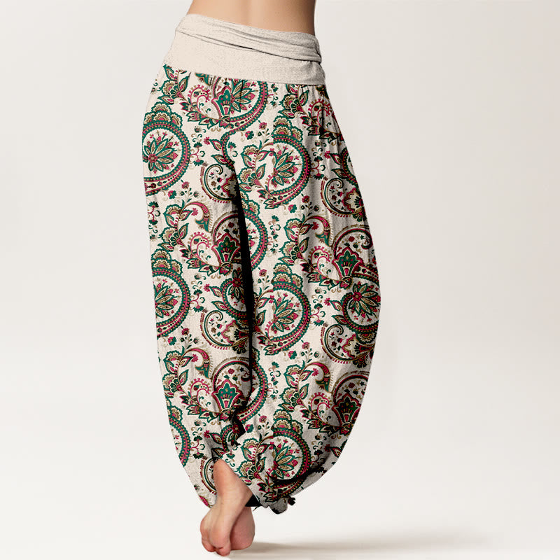 Pantalones Buddha Stones de algodón con diseño retro de flores y hojas de enredadera para mujer, con cintura elástica - image 6