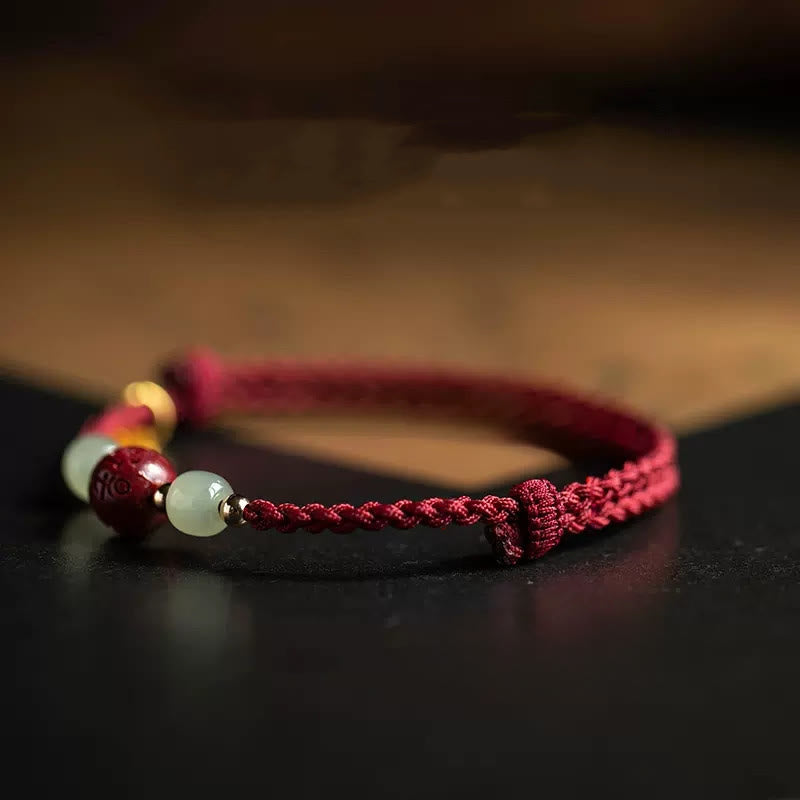 Pulsera de la prosperidad con Buddha Stones de Fu, Om Mani Padme Hum, hilo rojo cinabrio - image 1
