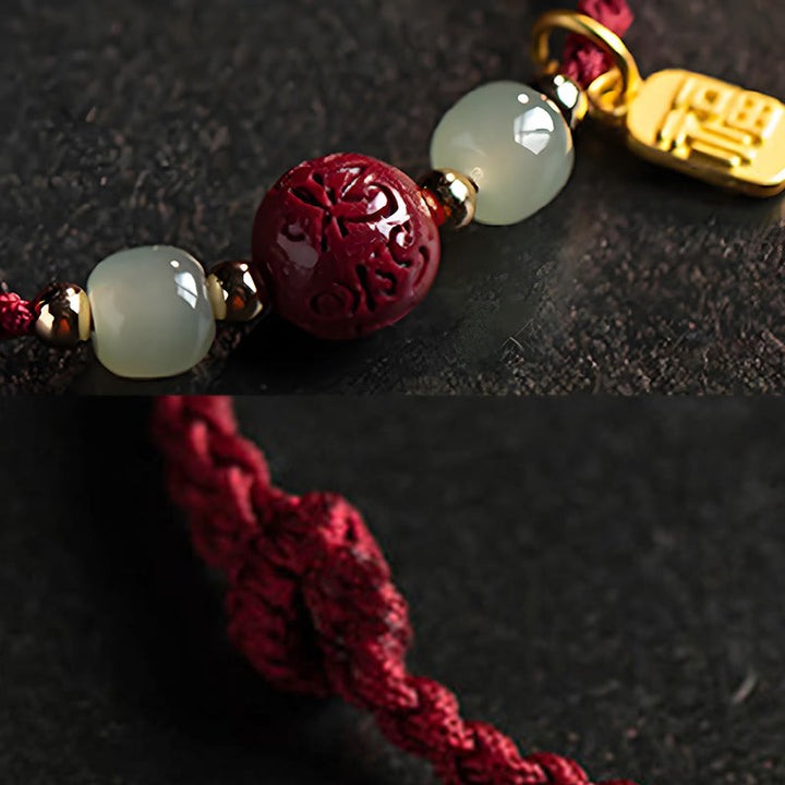 Pulsera de la prosperidad con Buddha Stones de Fu, Om Mani Padme Hum, hilo rojo cinabrio - image 2