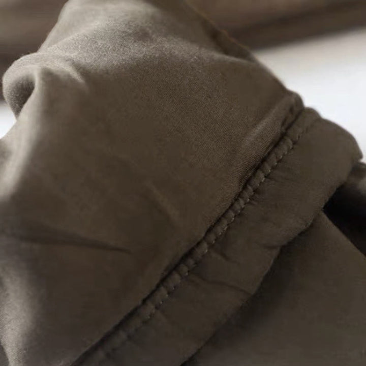 Pantalones gruesos de algodón y poliéster con diseño de bloques de color liso y bolsillos para mujer de Buddha Stones - image 6