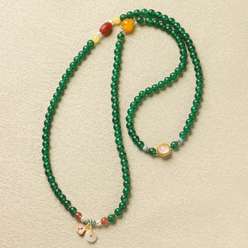 Mala tibetano con Buddha Stones, hebilla de paz, ágata verde, soporte de poder - image 3