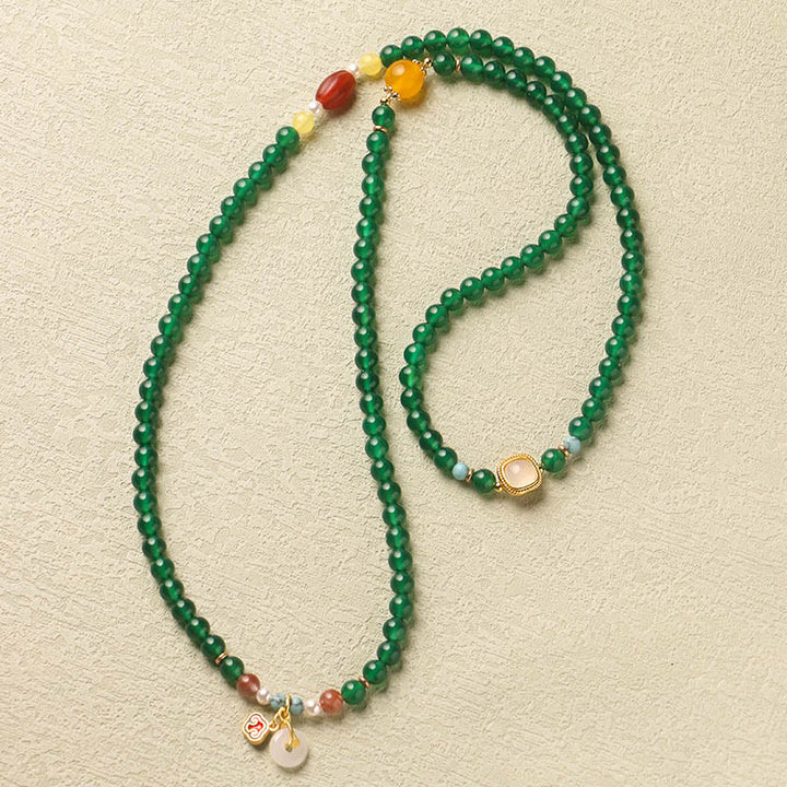 Mala tibetano con Buddha Stones, hebilla de paz, ágata verde, soporte de poder - image 3