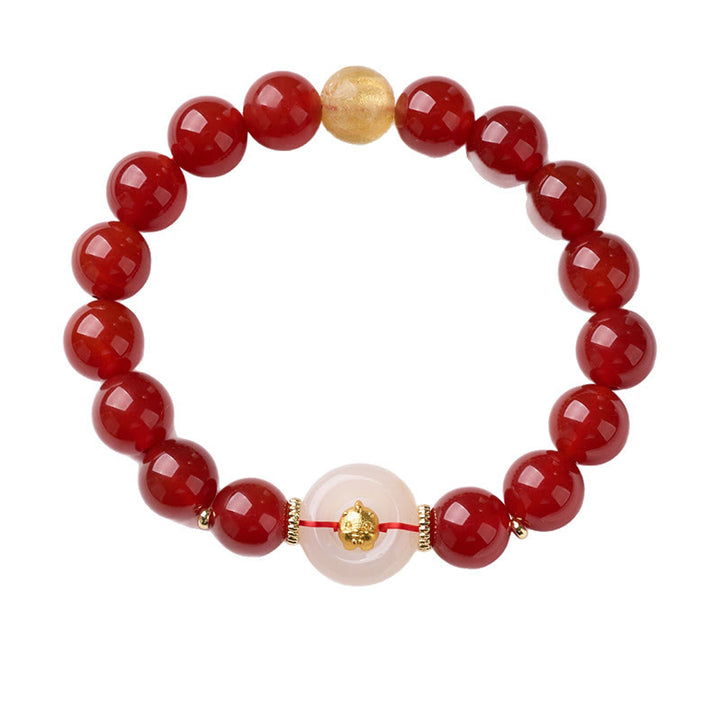 Pulsera de confianza con Buddha Stones, zodíaco chino, año del Caballo, hebilla de paz, ágata roja, calcedonia blanca - image 28