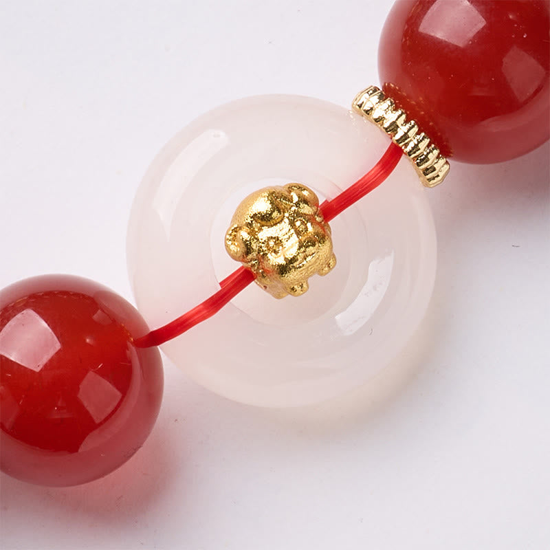 Pulsera de confianza con Buddha Stones, zodíaco chino, año del Caballo, hebilla de paz, ágata roja, calcedonia blanca - image 23