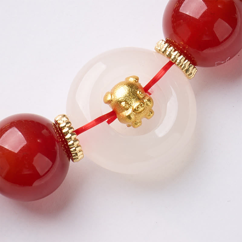 Pulsera de confianza con Buddha Stones, zodíaco chino, año del Caballo, hebilla de paz, ágata roja, calcedonia blanca - image 32