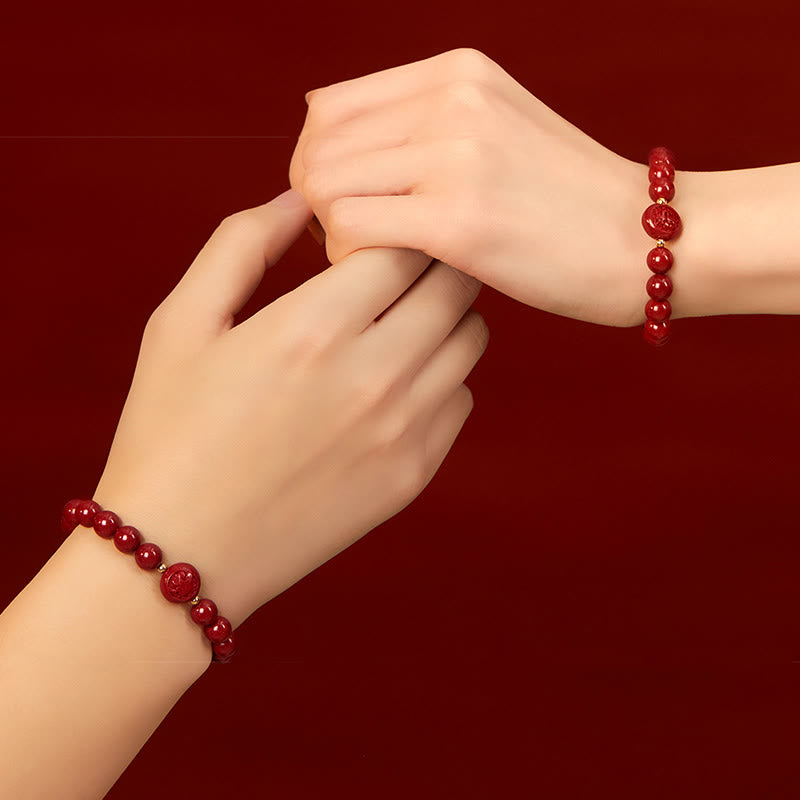 Pulsera de bendición pacífica con Buddha Stones, año del caballo, tallada en cinabrio - image 44