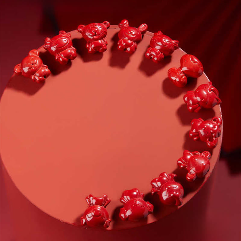 Collar con colgante de cuerda con bendición de cinabrio y diseño grabado del zodiaco chino con Buddha Stones del Año del Caballo - image 40