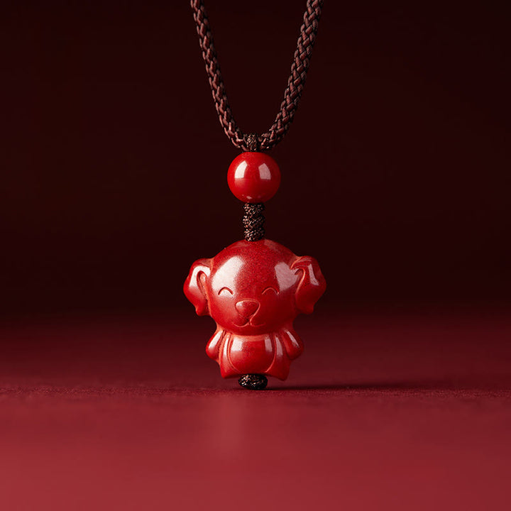 Collar con colgante de cuerda con bendición de cinabrio y diseño grabado del zodiaco chino con Buddha Stones del Año del Caballo - image 37