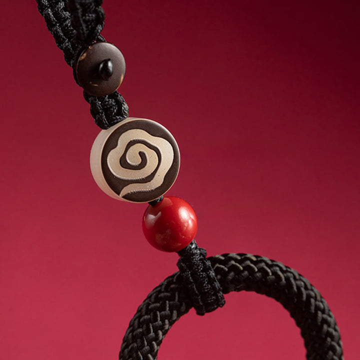 Buddha Stones tejidas a mano con hilo colorido y hebilla de marfil y cinabrio para colgar en el teléfono. - image 4