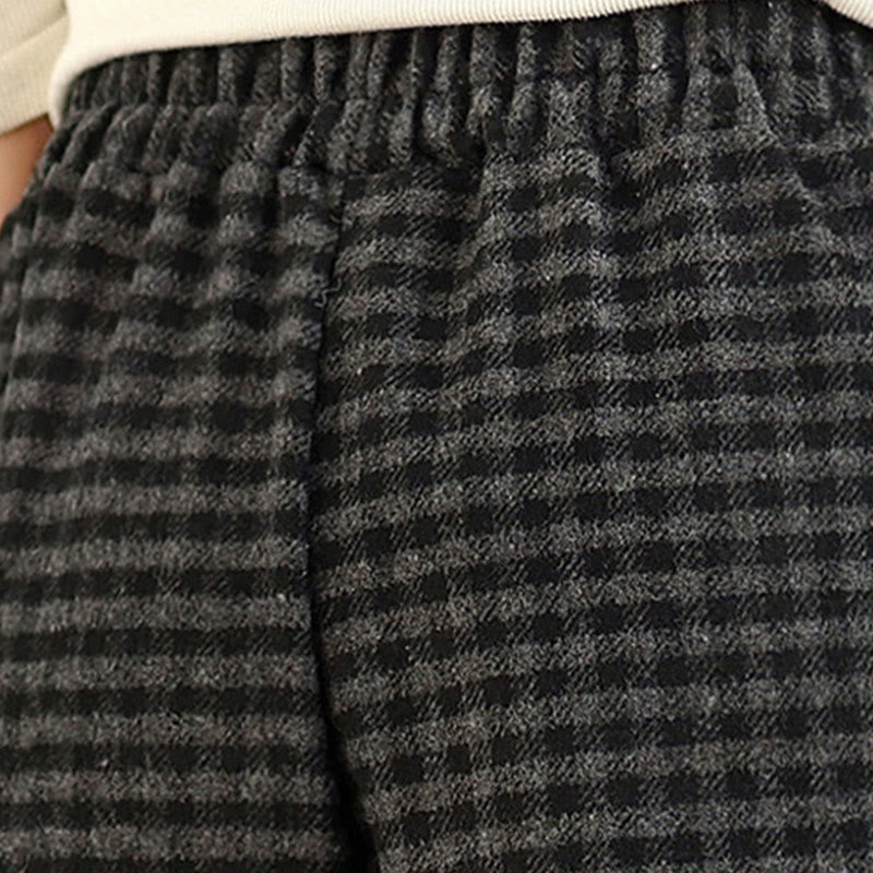 Pantalones anchos para mujer con estampado de cuadros escoceses y bolsillos de Buddha Stones - image 8