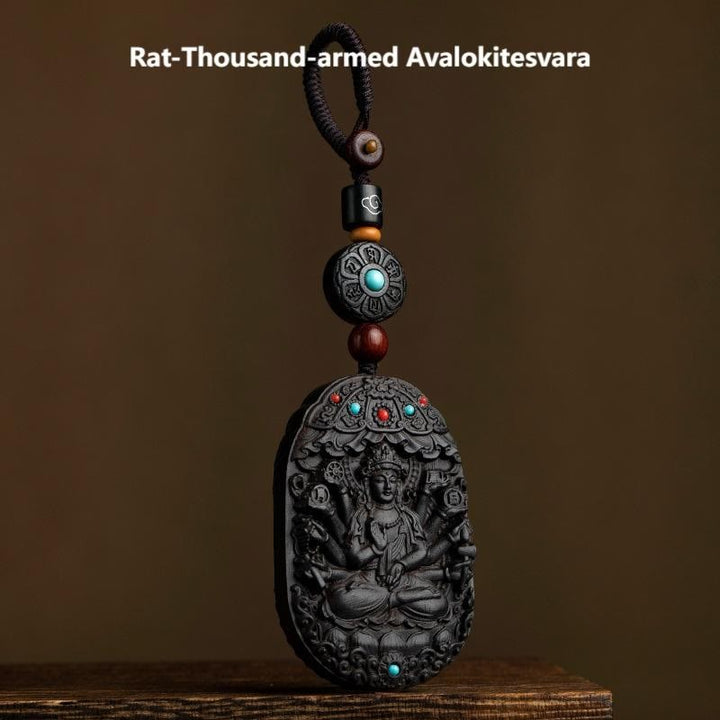 Buddha Stones, zodiaco chino, Buda natal, año del caballo, Om Mani Padme Hum, bendición de ébano y loto. - Avalokitesvara de las Mil Brazos - image 20