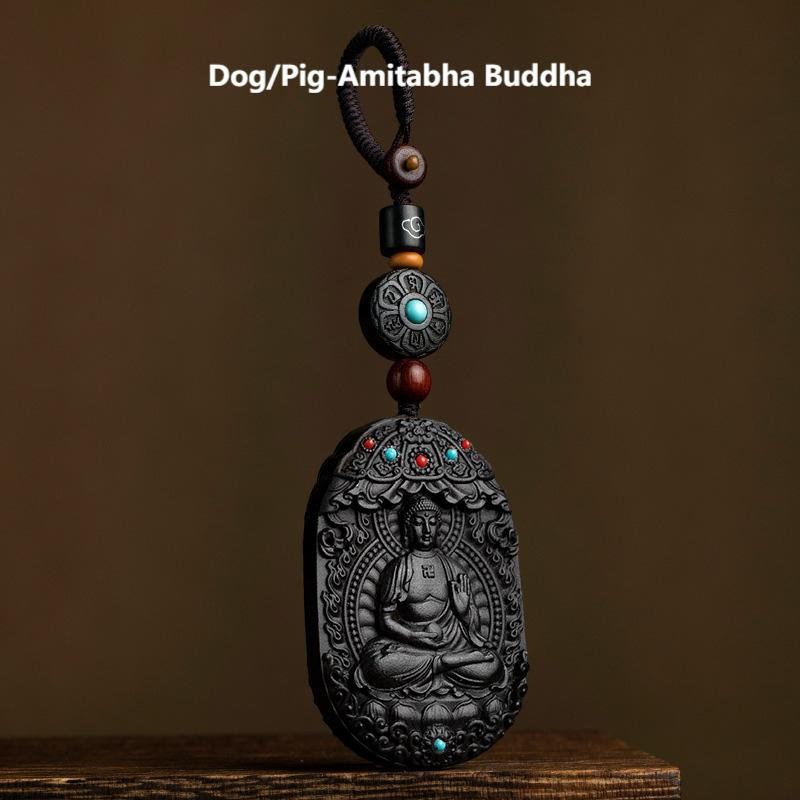 Buddha Stones, zodiaco chino, Buda natal, año del caballo, Om Mani Padme Hum, bendición de ébano y loto. - Perro/Cerdo-Buda Amitabha - image 26