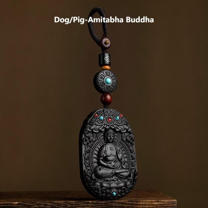 Buddha Stones, zodiaco chino, Buda natal, año del caballo, Om Mani Padme Hum, bendición de ébano y loto. - Perro/Cerdo-Buda Amitabha - image 26