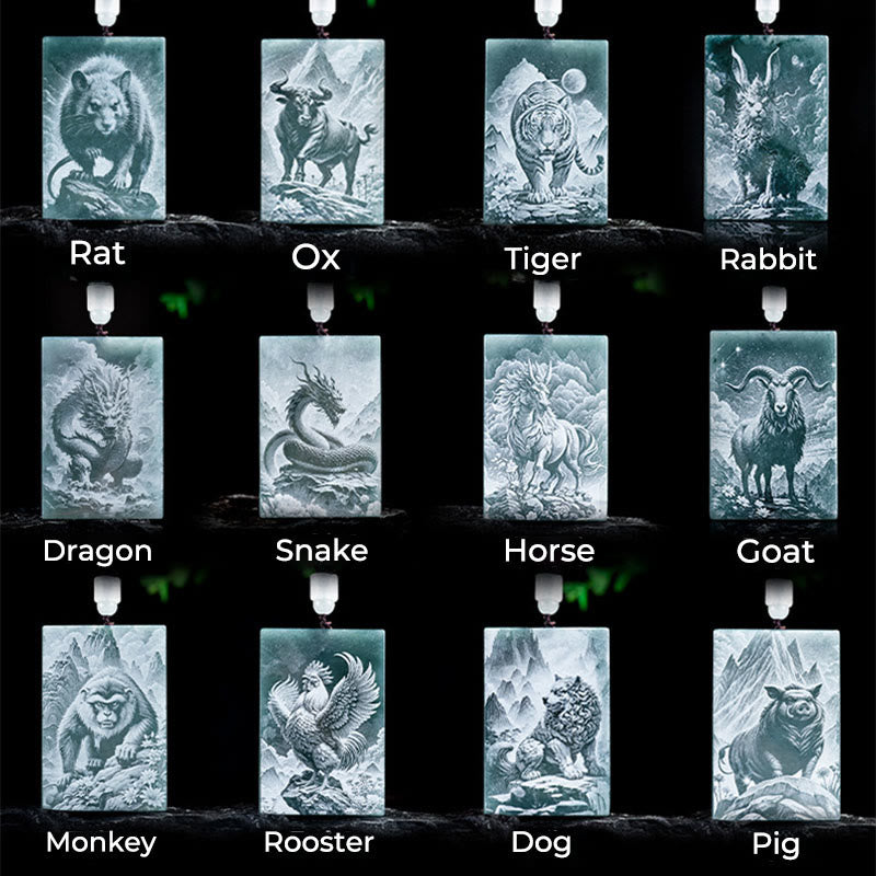 Collar con colgantes de jade y Buddha Stones del Año del Caballo, grabados del zodiaco chino - image 25