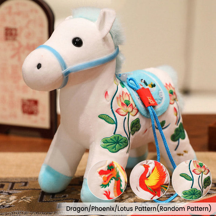 Muñeco de Buddha Stones del año del caballo, bambú, dragón, loto y fénix, para decoración del hogar. - Dragón azul blanco/Fénix/Caballo de loto (patrón aleatorio) - 20*9,5*16 cm - image 17
