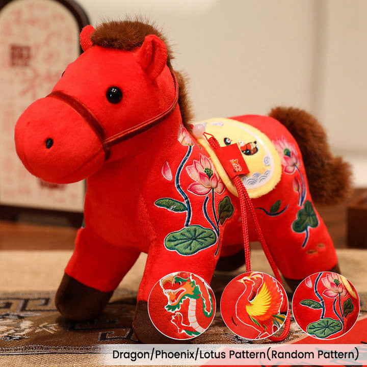 Muñeco de Buddha Stones del año del caballo, bambú, dragón, loto y fénix, para decoración del hogar. - Dragón rojo/Fénix/Caballo de loto (patrón aleatorio) - 20*9,5*16 cm - image 19