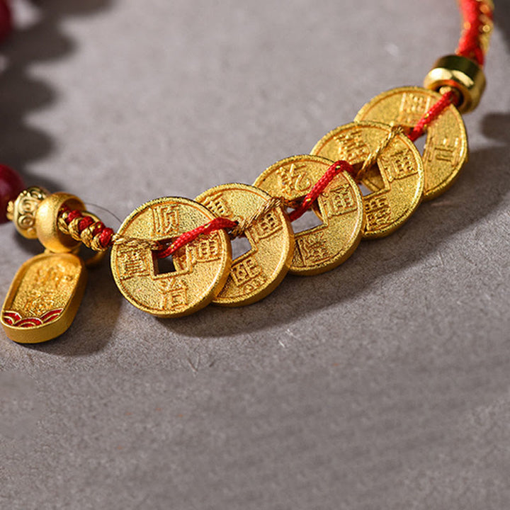 Pulsera de equilibrio para atraer la fortuna con Buddha Stones de los Cinco Emperadores, cobre, amatista, cinabrio, hilo negro y rojo. - image 21