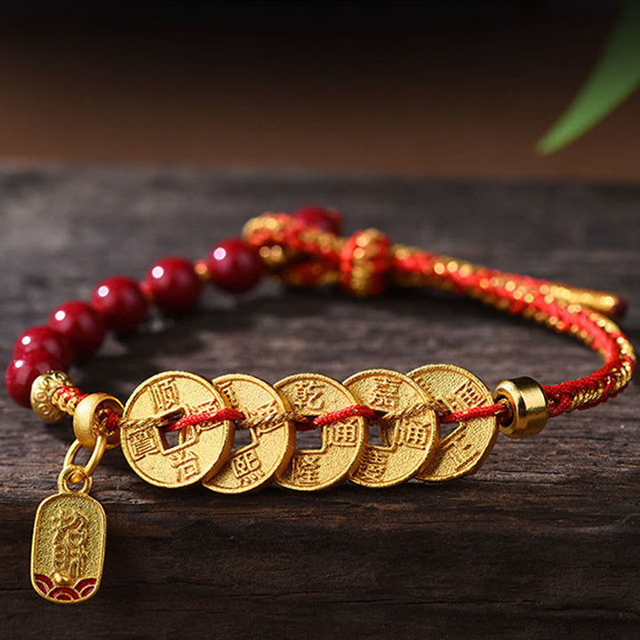 Pulsera de equilibrio para atraer la fortuna con Buddha Stones de los Cinco Emperadores, cobre, amatista, cinabrio, hilo negro y rojo. - image 17