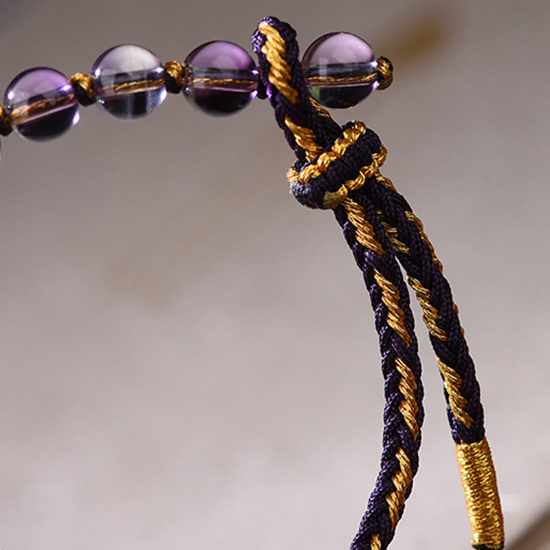 Pulsera de equilibrio para atraer la fortuna con Buddha Stones de los Cinco Emperadores, cobre, amatista, cinabrio, hilo negro y rojo. - image 3