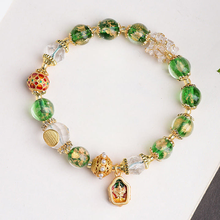 Pulsera de plata de ley 925 con cristales de Buddha Stones y cobre para alejar los malos espíritus. - Cristal Liuli de plata de ley 925 (circunferencia de la muñeca: 16-17 cm) - image 0