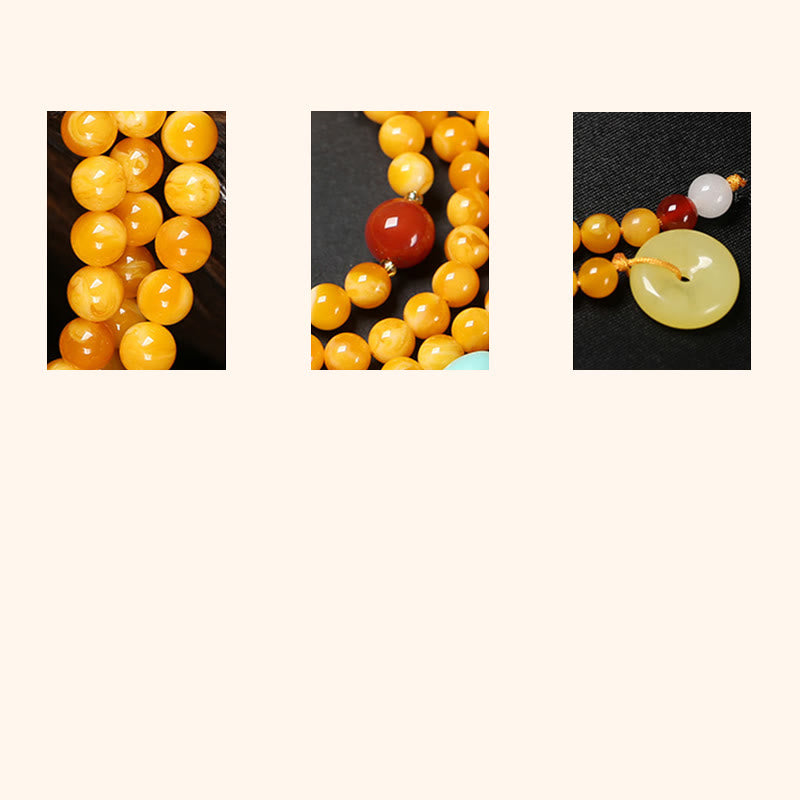 Buddha Stones Mala de ámbar con 108 cuentas y hebilla de paz para la suerte y la fortuna. - image 10