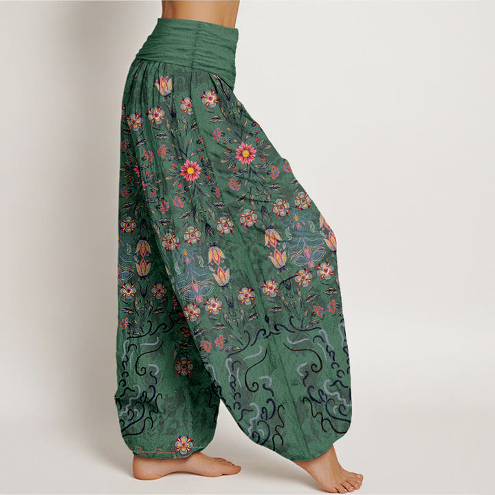 Pantalones Buddha Stones de algodón puro con estampado floral multicolor para mujer, cintura elástica - image 2