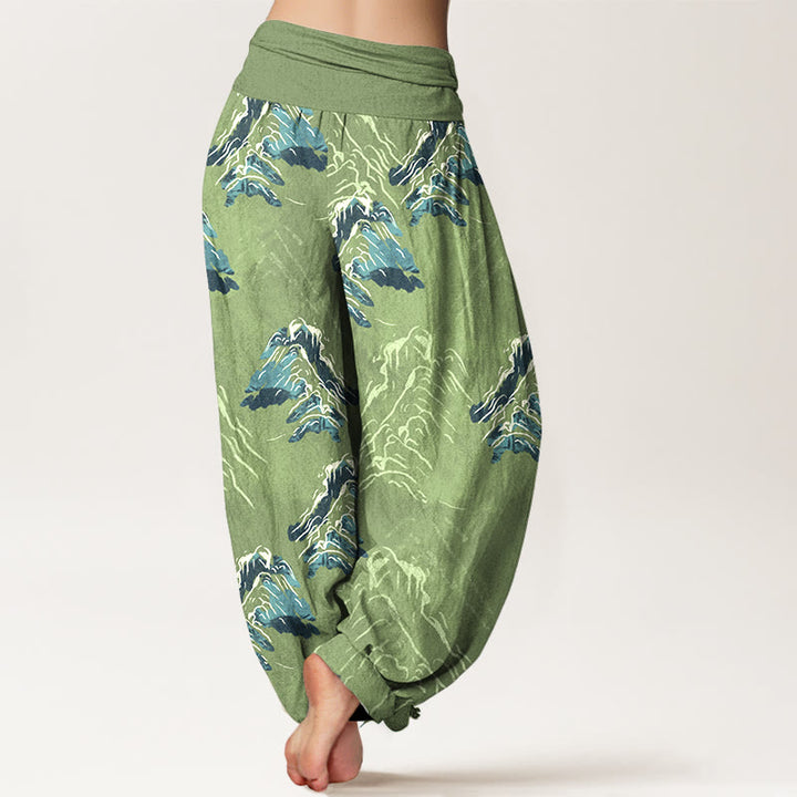 Pantalones harén de algodón puro Buddha Stones con cintura elástica para mujer en tonos verde esmeralda intensos - image 6