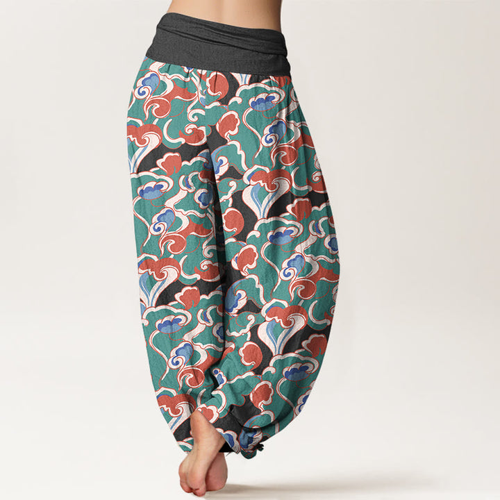 Pantalones Buddha Stones de algodón puro con diseño de nubes pequeñas y cintura elástica para mujer - image 6